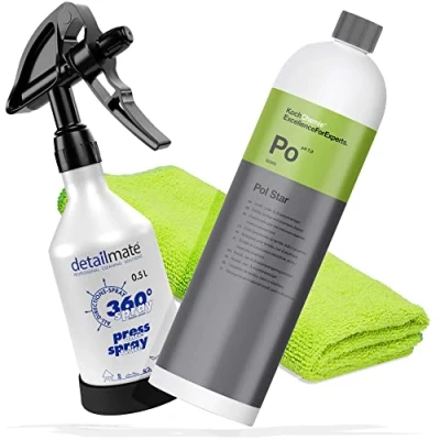 Afbeelding van Detailmate Koch Chemie POL Star reinigingsset voor auto interieur, textiel, leer en alcantaren, 1 liter, gemaakt door Kwazar Mercury Super Pro+ 360, Double Action spuitfles 0,5 l, microvezel