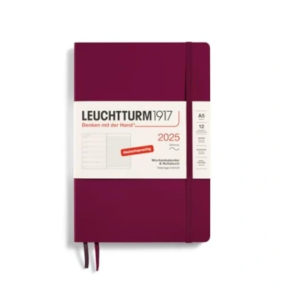 Afbeelding van LEUCHTTURM1917 370508 Week en notitieblok 2025, middelgroot (A5), softcover, rood, Duits