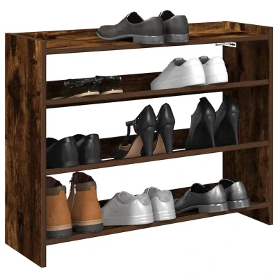 Afbeelding van Schoenenrek 80x25x61,5 cm bewerkt hout gerookt eikenkleurig