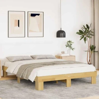 Afbeelding van vidaXL Bedframe zonder matras 135x190 cm massief hout eiken