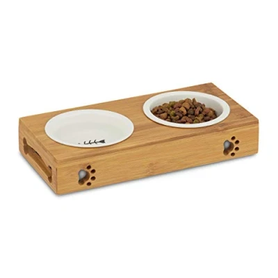 Afbeelding van relaxdays voerbak kat en hond standaard eetbak voederbak hondenvoerbak M