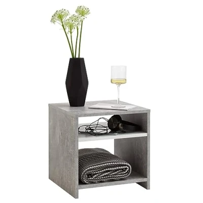 Afbeelding van Salontafel met schap betongrijs en wit