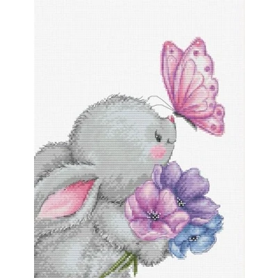 Afbeelding van Luca S Rabbit and Butterfly borduren (pakket) B1235