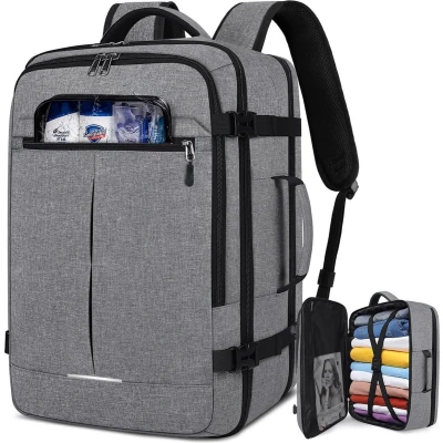 Afbeelding van Reisrugzak voor heren en dames, handbagage, rugzak, vliegtuig, grote laptoprugzak, 17 inch, waterdichte dagrugzak, weekendrugzak, zakelijke rugzak