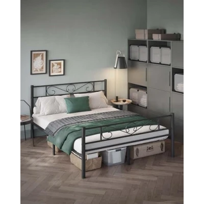Afbeelding van VASAGLE tweepersoonsbed, metalen bed, geschikt voor matras 200 x 160 cm, gemakkelijk te monteren, kleine ruimtes, logeerkamer, tienerkamer, zwart RMB065B01