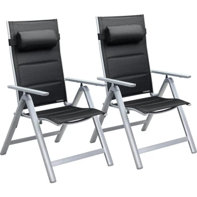 Afbeelding van Casaria Tuinstoel Aluminium 2 stuks Inklapbaar Zilver