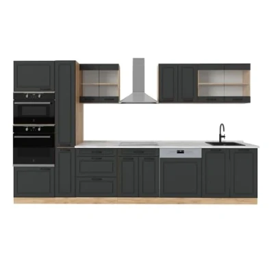 Afbeelding van Vicco Complete keuken R Line, Antraciet landhuis/gouden eik, 350 cm , WB Marmer