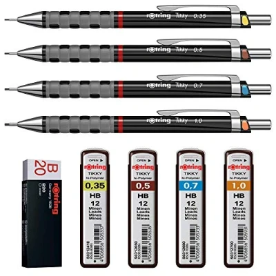 Image de ROtring Tikky Porte mine, 4 teiliges Set, Noir, 1