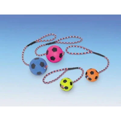Afbeelding van Nobby Voetbal met touw van schuim voor honden, neon, 6 cm