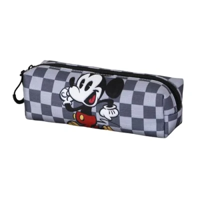 Afbeelding van Etui, Vierkante Schooletui, Organizer Mickey Mouse &#039;Move&#039; FAN 2.2 Zwart, Grijs, Schaakpatroon (22x9x7 cm)