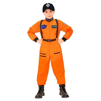 Afbeelding van Widmann Science Fiction &amp; Space Kostuum Amerikaanse Astronaut Oranje Kind Jongen Maat 140 Carnavalskleding Verkleedkleding
