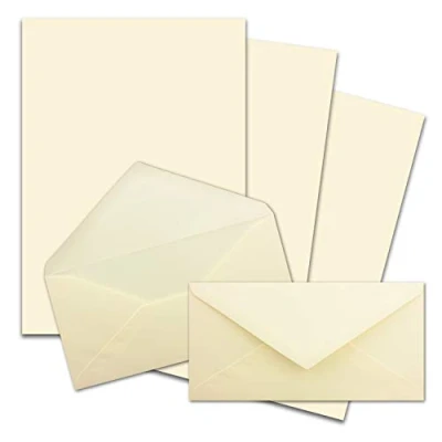 Afbeelding van FarbenFroh by Gustav Neuser 25 vellen motiefpapier DIN A4 met enveloppen nat lijmen vanille crème