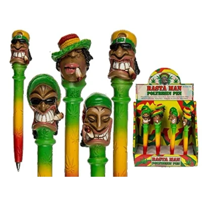 Afbeelding van Rasta Man Marijuana balpen, polyhars, grappig cadeau, 16 cm
