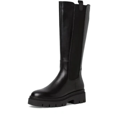 Afbeelding van Tamaris Plateaulaarzen, Dames, Maat: 36, Black Leer