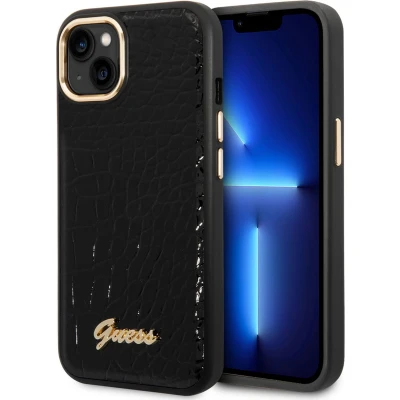 Afbeelding van Guess iPhone 14 Plus Telefoonhoesje van PU Leer Zwart Bescherm je Telefoon.