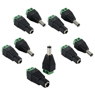 Afbeelding van Poppstar DC adapter 5,5 x 2,1 mm (5 stekker/5 bus) op 2 polige terminalblok voor ledstrips (bijv. SMD 5050 3528 2835 5630), LED verlichting, UVM videobewakingscamera