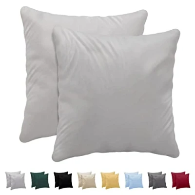Afbeelding van Kussensloop, 40 x cm, 100% jersey katoen, 150 g/m², lichtgrijs, met ritssluiting, Twinzen kussensloop Oeko Tex gecertificeerd, zacht en ademend