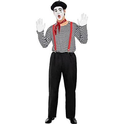 Afbeelding van FUNIDELIA Mime Speler Kostuum voor mannen Maat: S M Zwart