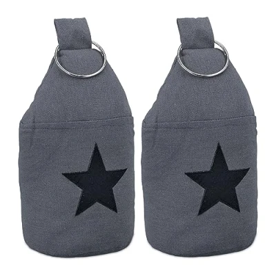 Afbeelding van Relaxdays 2 stuks deurstoppers van stof met handvat, donkergrijs/zwart, 22,5 x 11 cm