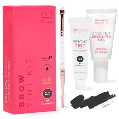 Afbeelding van Renata Beauty wenkbrauwkleurset met kleur, oxiderende crème en borstel langdurig effect tot 4 weken 30 toepassingen [grafiet]