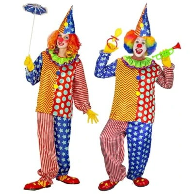 Afbeelding van Widmann Clown &amp; Nar Kostuum Hilarische Knotsgekke Multicolor Large Carnavalskleding Verkleedkleding