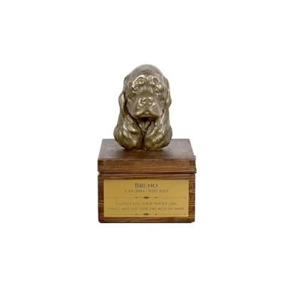 Afbeelding van Amerikaanse Cocker Spaniel urn hond met beeldje gepersonaliseerde hondenurn