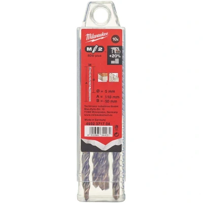 Afbeelding van MILWAUKEE 4932371704 SDS Plus M2 hamerboor 2 spiraals 6x110mm (10 st.)