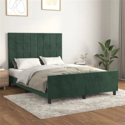 Afbeelding van vidaXL Bedframe met hoofdeinde fluweel donkergroen 140x200 cm