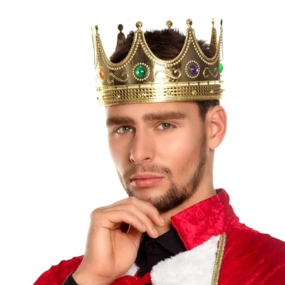 Image de couronne de roi or pierres colorées adulte 01317