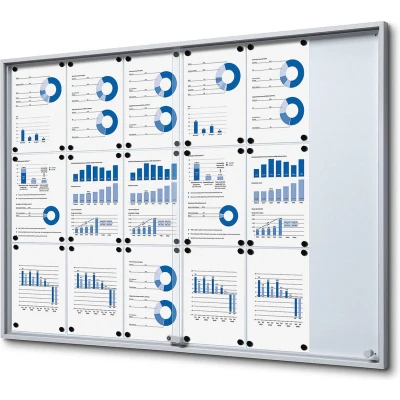 Afbeelding van Vergrendelbaar Notitiebord met Schuifdeuren Slim 18x A4 Syna SCSLG18XA4 Horeca &amp; Professioneel