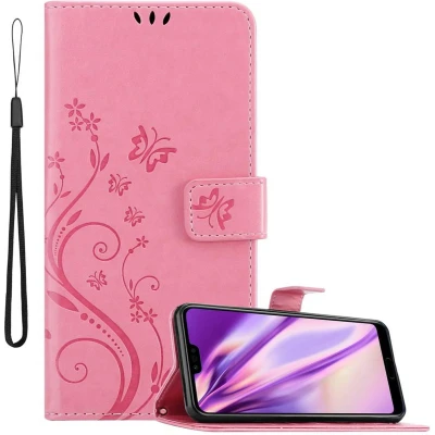 Afbeelding van Cadorabo Hoesje geschikt voor Honor 10 in BLOEMEN ROZE Beschermhoes bloemmotief met magnetische sluiting, standfunctie en kaartsleuven Book Case Cover Etui