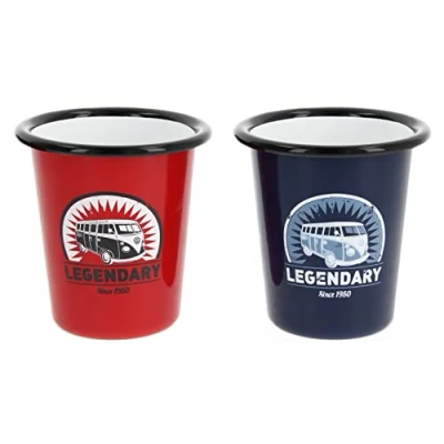Afbeelding van Emaille Beker VW Collection Legendary Volkswagen T1 Bus Set Van 2