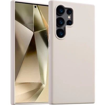 Afbeelding van Accezz Hoesje Geschikt voor Samsung Galaxy S24 Ultra Siliconen Liquid Silicone Backcover MagSafe beige