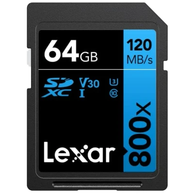 Afbeelding van Lexar High Performance 800 x 64 GB SD kaart, SDXC UHS I geheugenkaart, tot 120 MB/s leessnelheid (LSD0800064G BNNAG) blauw