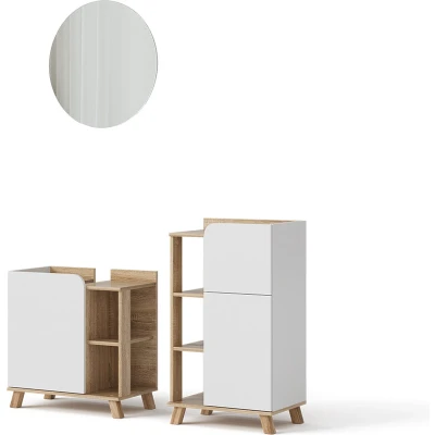 Afbeelding van Vicco Badkamermeubelset Karen, Sonoma/Wit, 3 delen, met midi element