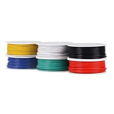 Afbeelding van TUOFENG Elektriciteitsdraad, 20 AWG, met pvc omhulsel, set van 6 spoelen 7 meter in verschillende kleuren, gevlochten draad, vertind koper, om te knutselen