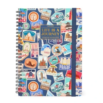 Afbeelding van LEGAMI AGENDA 2025 2026 16mnd WEEK OP 2 BLADZIJDEN A5 VERTICAAL SPIRAAL BINDING TRAVEL STICKERS