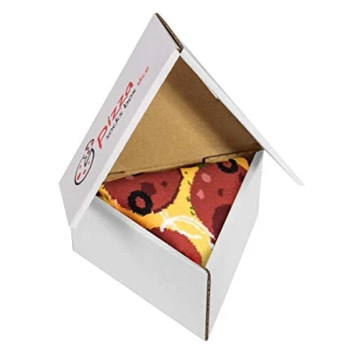 Afbeelding van pizza Socks Box Slice Pepperoni dames heren sokken 1 paar, Pepperoni, 41 46 EU