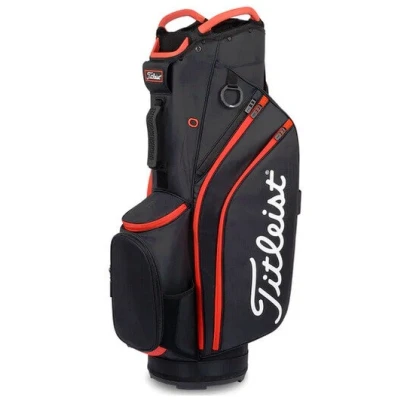 Afbeelding van Titleist Cart 14 golf cartbag trolleytas (zwart rood)