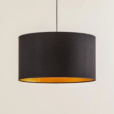 Afbeelding van Euluna Hanglamp 1licht kunststofvezel textiel H: 25 cm E27 zwart, goud