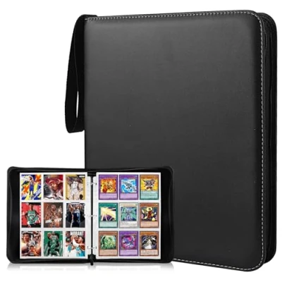 Afbeelding van Verzamelkaartenalbum, 900 transparante hoesjes, 50 pagina&#039;s, 18 vakken per pagina, ritssluiting voor kaarten, zwart