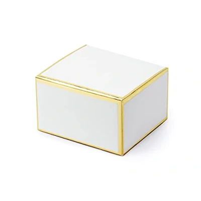 Afbeelding van Partydeco Bedank doosje wit met goudkleurige randen (10 stuks)