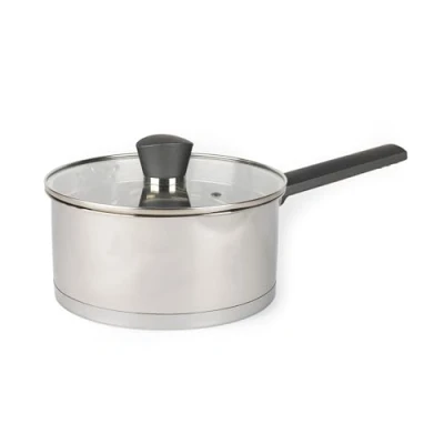 Afbeelding van Russell Hobbs RH01164EU Excellence Collection steelpan met glazen deksel, roestvrij staal, hoogglans gepolijst, geschikt voor inductiekookplaten, vaatwasmachinebestendig, zilverkleurig