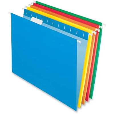 Afbeelding van Pendaflex set van 25 hangmappen in letterformaat, verschillende kleuren, verstelbare tabbladen 1/5, per doos, 1