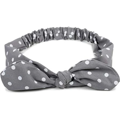 Afbeelding van styleBREAKER Haarband voor dames met stippenpatroon, zachte strik en elastisch koord, haarband, pin up, rockabilly 04026036, kleur: grijs