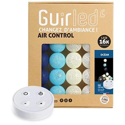 Afbeelding van Guirled Guirlande lumineuse boules coton LED USB Télécommande sans fil Veilleuse bébé 2h Adaptateur secteur double 2A inclus 4 intensités 16 1.6m Océan