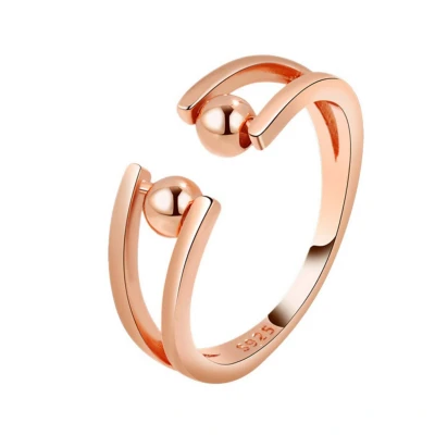 Afbeelding van Anxiety Ring Bolletjes Zilver 925 rosé gold plated one size