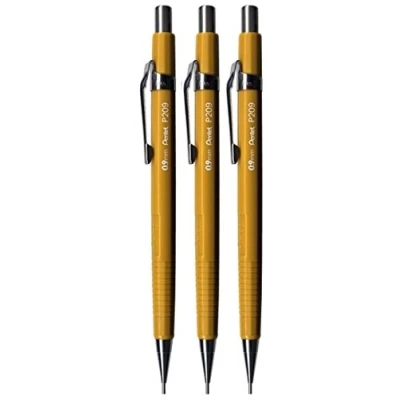 Afbeelding van Pentel P209 G Automatische mechanische potloden, 0,9 mm, geel, 3 stuks