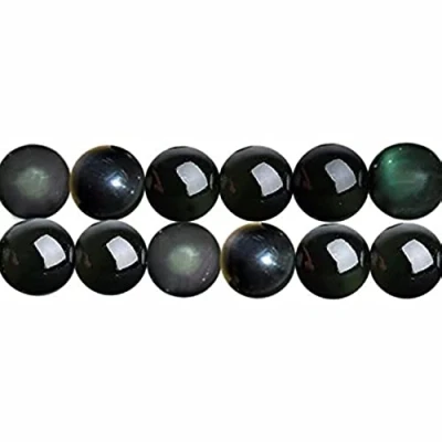 Afbeelding van SKYBEADS Parels van zwart obsidiaan, regenboog, 8 mm, natuurlijke stenen, halfedelstenen, voor sieraden, lengte 38 cm, ca. 46 stuks