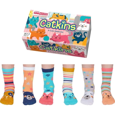 Afbeelding van Odd Socks Kindersokken Catkins Kat Multipack Mismatched 27 30 Cadeaudoos